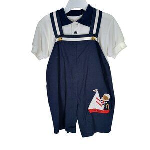 Vintage Good Lad Of Philadelphia US‎ Navy Bear Sailboat Size 3T Boys Short Set